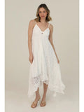Twist Front Hanky Hem Lace Maxi Dress