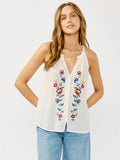 Embroidered Halter Neck Button-Down Tank - Wild Skyes