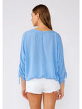 Crochet Trim 3/4 Sleeve Button Front Blouse - Wild Skyes