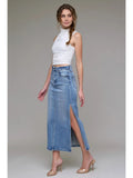Medium Light Side Slit Stretch Midi Skirt - Wild Skyes