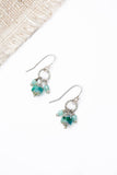 Czech Glass Silver Etched Aqua Czech Glass Cluster Earrings - Wild Skyes
