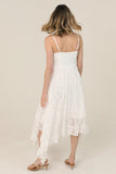 Twist Front Hanky Hem Lace Maxi Dress