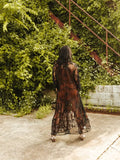 Black Western Embroidered Mesh Lace Duster - Wild Skyes