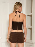 Rovelyn Stretch Millennium Lace Up Bustier Corset Top