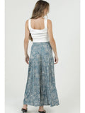 Printed Wide Leg Pants with Elastic Drawstring Waist - Wild Skyes