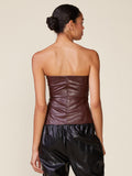 Crinkle Pleather Strapless Top - Wild Skyes