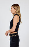 HUSTLE HIGH NECK SLV LESS CROP TOP