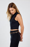 HUSTLE HIGH NECK SLV LESS CROP TOP