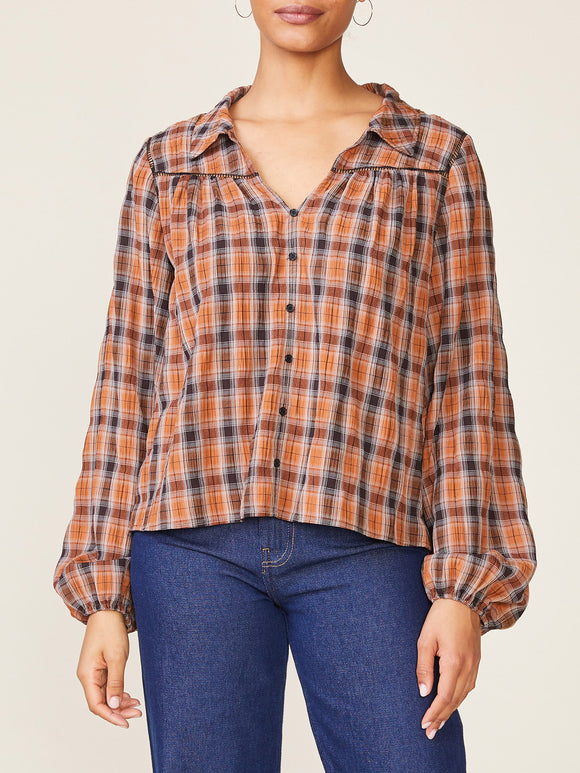 BUTTON DOWN PLAID TOP