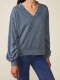 WASHED KNIT V-NECK PULLOVER - Wild Skyes