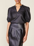 KACEY VEGAN LEATHER BLOUSE