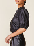 KACEY VEGAN LEATHER BLOUSE