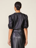 KACEY VEGAN LEATHER BLOUSE