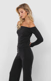 HUSTLE OFF SHOULDER KNIT TOP