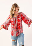 Flutter Sleeve Paisley Peasant Top - Wild Skyes