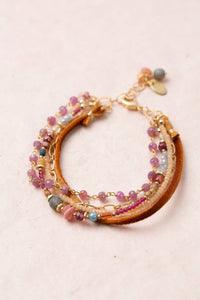 Anne Vaughan Designs Jewelry - Blossom 7.5-8.5" Czech Glass, Rhodochrosite, Ruby Multistrand Bracelet