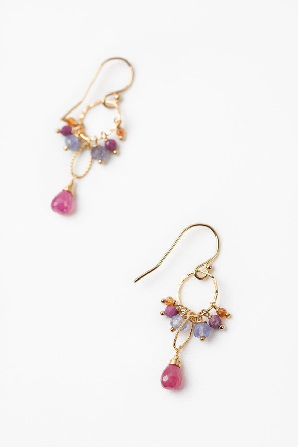 Anne Vaughan Designs Jewelry - Blossom Ruby, Tanzanite Cluster Earrings
