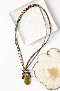 Anne Vaughan Designs Jewelry - Crisp Autumn 19.25 or 37" Crystal, Chalcedony, Freshwater Pearl, Olive Jade Statement Necklace