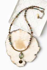 Anne Vaughan Designs Jewelry - Crisp Autumn 18.5-20.5" Smoky Quartz, Czech Glass, Freshwater Pearl, Crystal Simple Necklace