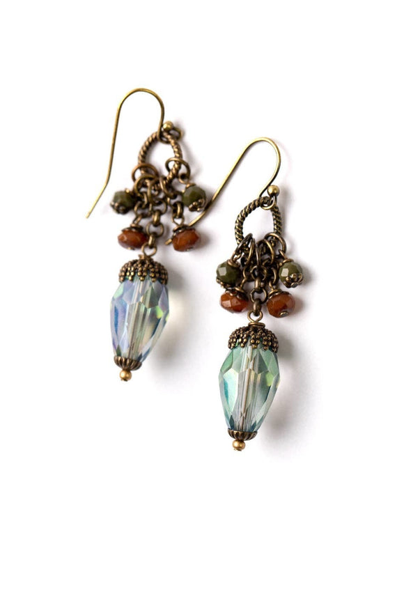 Anne Vaughan Designs Jewelry - Crisp Autumn Crystal, Czech Glass Cluster Earrings