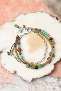 Anne Vaughan Designs Jewelry - Lakeside 7.5-8.5" Crystal, Czech Glass, Turquoise Bracelet