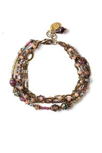 Anne Vaughan Designs Jewelry - Mauve 7.5-8.5" Czech Glass Crystal Lepidolite Quartz Multistrand Bracelet