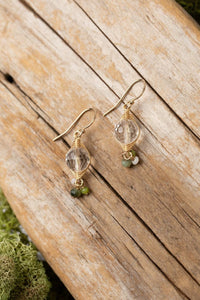 Anne Vaughan Designs Jewelry - Purity Jade, Shell, Green Tiger's Eye With Quartz Herringbone Earrings