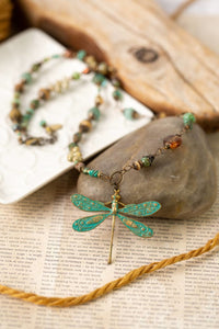 Anne Vaughan Designs Jewelry - Rustic Creek 19.75-21.75"  Dragonfly , Turquoise Necklace