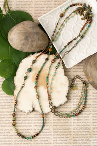 Anne Vaughan Designs Jewelry - Rustic Creek 56-58" Amazonite, Turquoise Collage Necklace