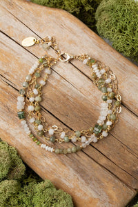 Anne Vaughan Designs Jewelry - Purity 7.5-8.5" Green Tiger's Eye, Moonstone, Jade Multistrand Bracelet