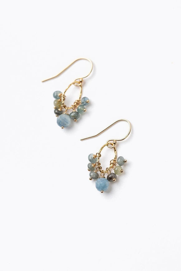 Anne Vaughan Designs Jewelry - Ripple Kyanite Green Moss, Gold Cluster Earrings