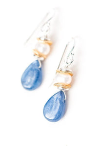 Anne Vaughan Designs Jewelry - Seaside Kyanite Pearl Dangle Earrings