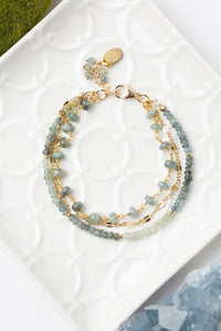 Anne Vaughan Designs Jewelry - Ripple 7.5-8.5" Green Moss, Gold Simple Bracelet