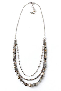 Anne Vaughan Designs Jewelry - Windsor Castle 21-23" Smoky Quartz, Swarovski Pearl, Crystal Multistrand Necklace