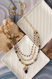 Anne Vaughan Designs Jewelry - Starry Night 25.5-27.5" Lapis, Apatite, Crystal Multistrand Necklace
