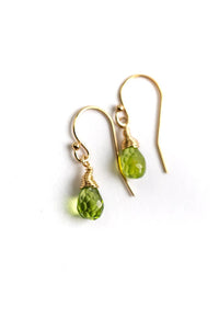 Anne Vaughan Designs Jewelry - Birthstone August Gold Peridot Briolette Earrings