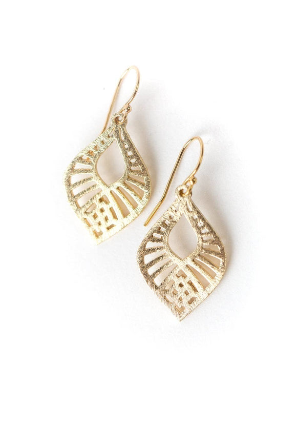 Anne Vaughan Designs Jewelry - Brushed Gold Detailed Teardrop Statement Earrings