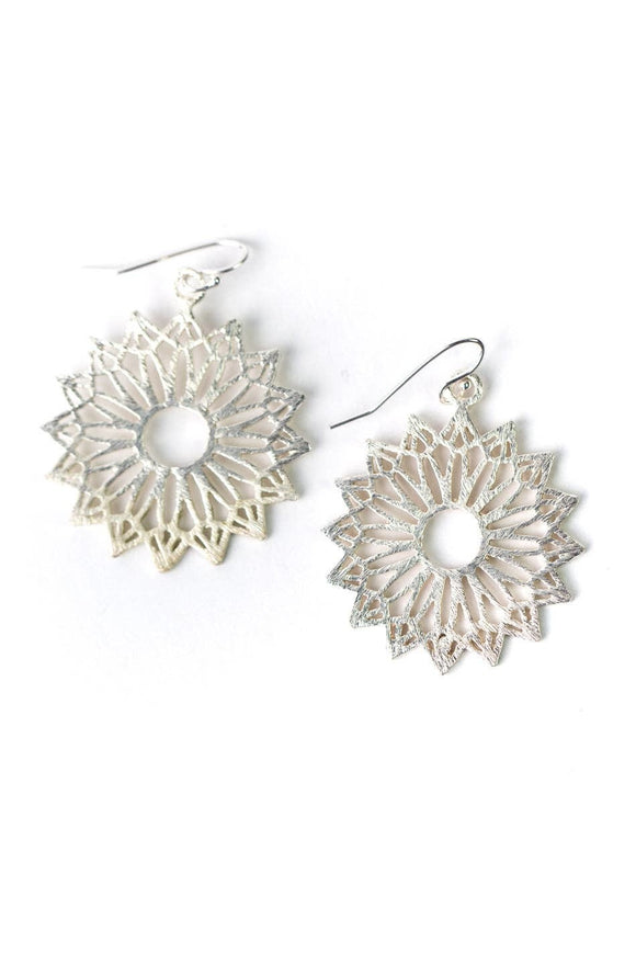 Anne Vaughan Designs Jewelry - Brushed Silver Sunburst Statement Earrings