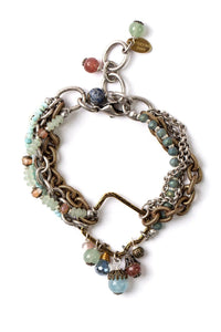 Anne Vaughan Designs Jewelry - Courage 7.25-9" Crystal, Aquatine, Calcite, Strawberry Quartz Multistrand Bracelet