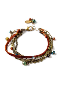Anne Vaughan Designs Jewelry - Crisp Autumn 7.5-8.5" Crystal, Czech Glass, Leather Multistrand Bracelet