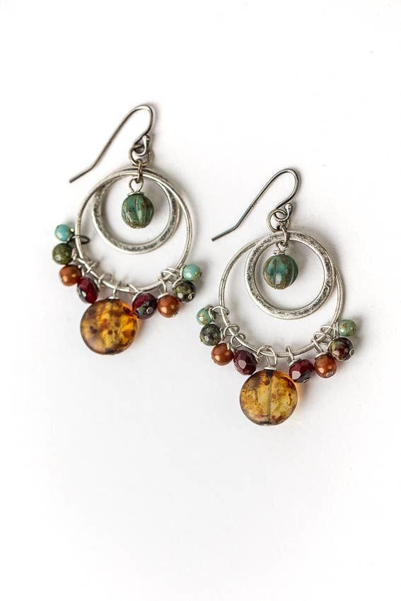 Anne Vaughan Designs Jewelry - Lakeside Turquoise, Jasper Cluster Hoop Earrings