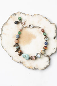 Anne Vaughan Designs Jewelry - Courage 7.5-8.5" Larimar, Green Aventurine, Czech Glass Simple Bracelet