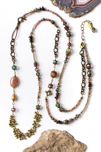 Anne Vaughan Designs Jewelry - Mauve 45-47" Czech Glass Crystal Garnet Collage Necklace