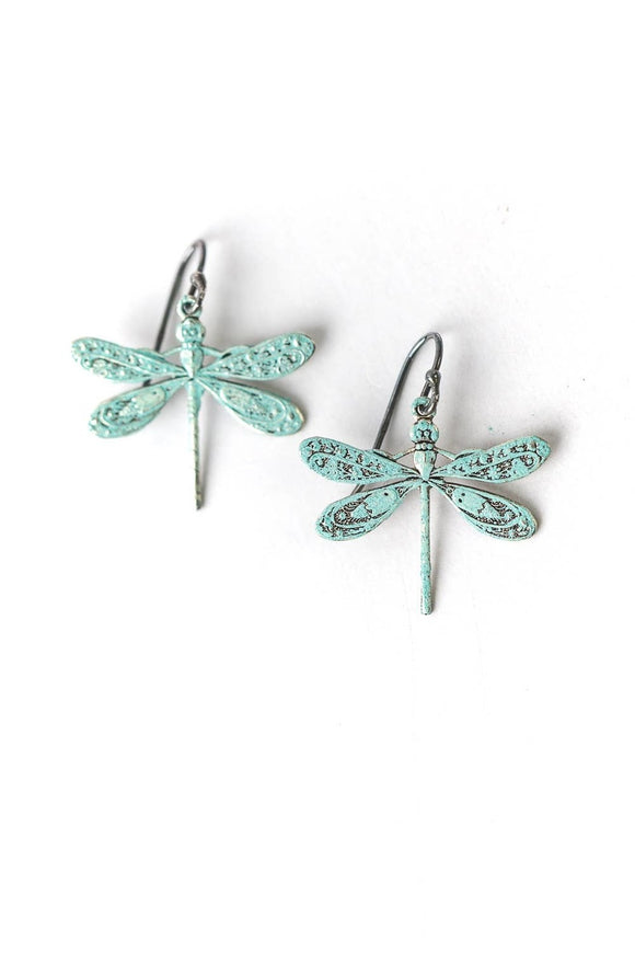 Anne Vaughan Designs Jewelry - Lakeside Patina Dragonfly Dangle Earrings