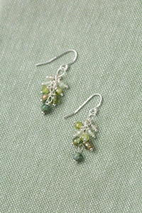 Anne Vaughan Designs Jewelry - Orchid Peridot, Prehnite, Czech Glass Cluster Earrings