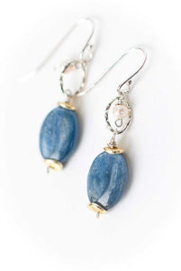 Anne Vaughan Designs Jewelry - Seaside - Kyanite Pearl Silver Drop Focal Earrings
