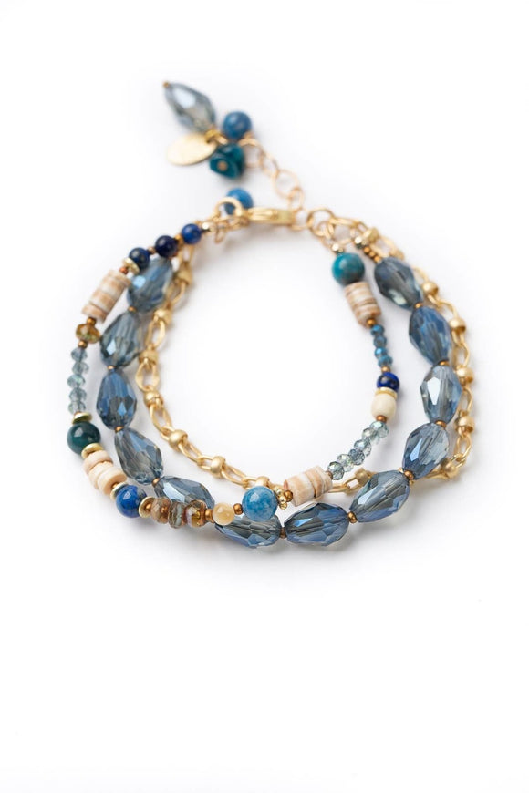 Anne Vaughan Designs Jewelry - Starry Night 7.5-9 Lapis, Apatite Multistrand Bracelet