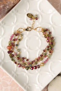 Anne Vaughan Designs Jewelry - Tender 7.25-8.25" Green Cats Eye, Czech Glass, Pink Tourmali