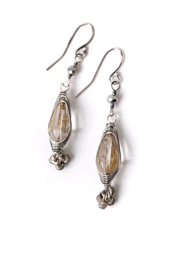 Anne Vaughan Designs Jewelry - Windsor Castle Crystal, Czech Glass Herringbone Earrings