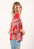 Flutter Sleeve Paisley Peasant Top - Wild Skyes